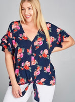 
              Floral Knotted Top
            