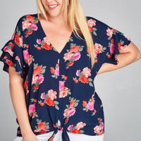 Floral Knotted Top