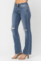 
              Judy Blue Mid Rise Knee Destroy Bootcut
            