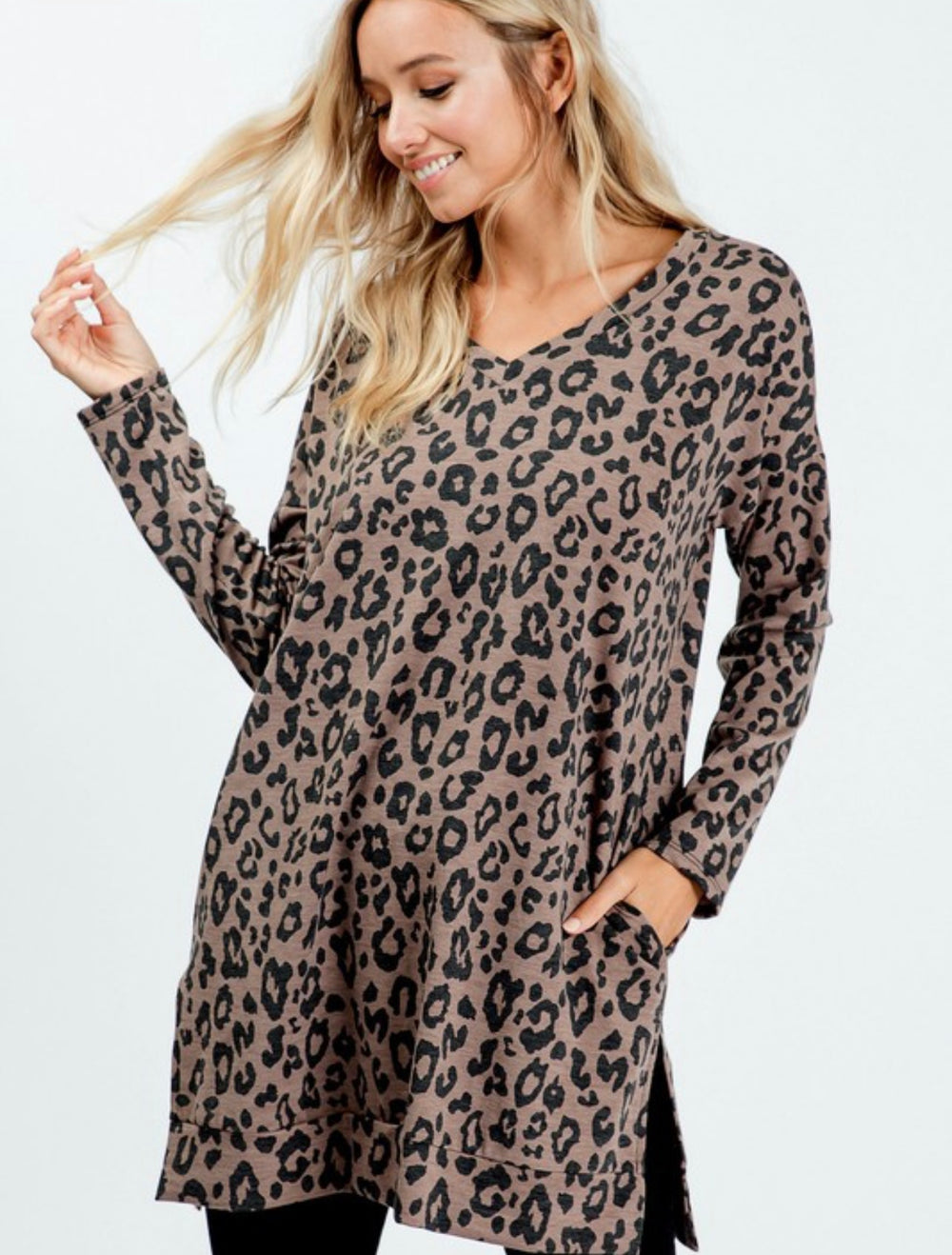 Leopard Print V-Neck Tunic