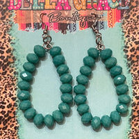 Crystal Beaded Earrings-Turquoise