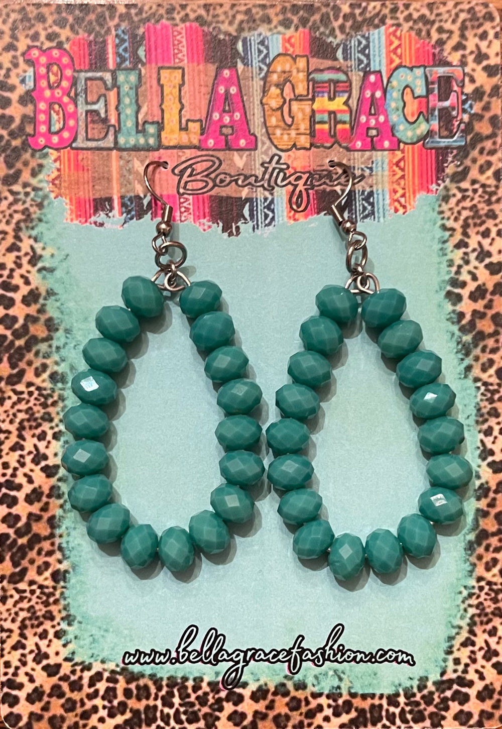 Crystal Beaded Earrings-Turquoise