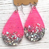 Glitter Acrylic Teardrop Earrings