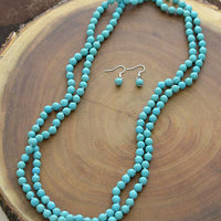 Turquoise Bead Necklace Set