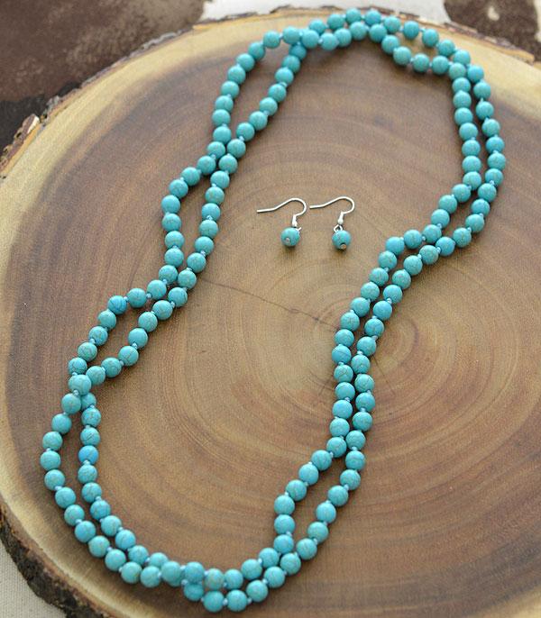 Turquoise Bead Necklace Set