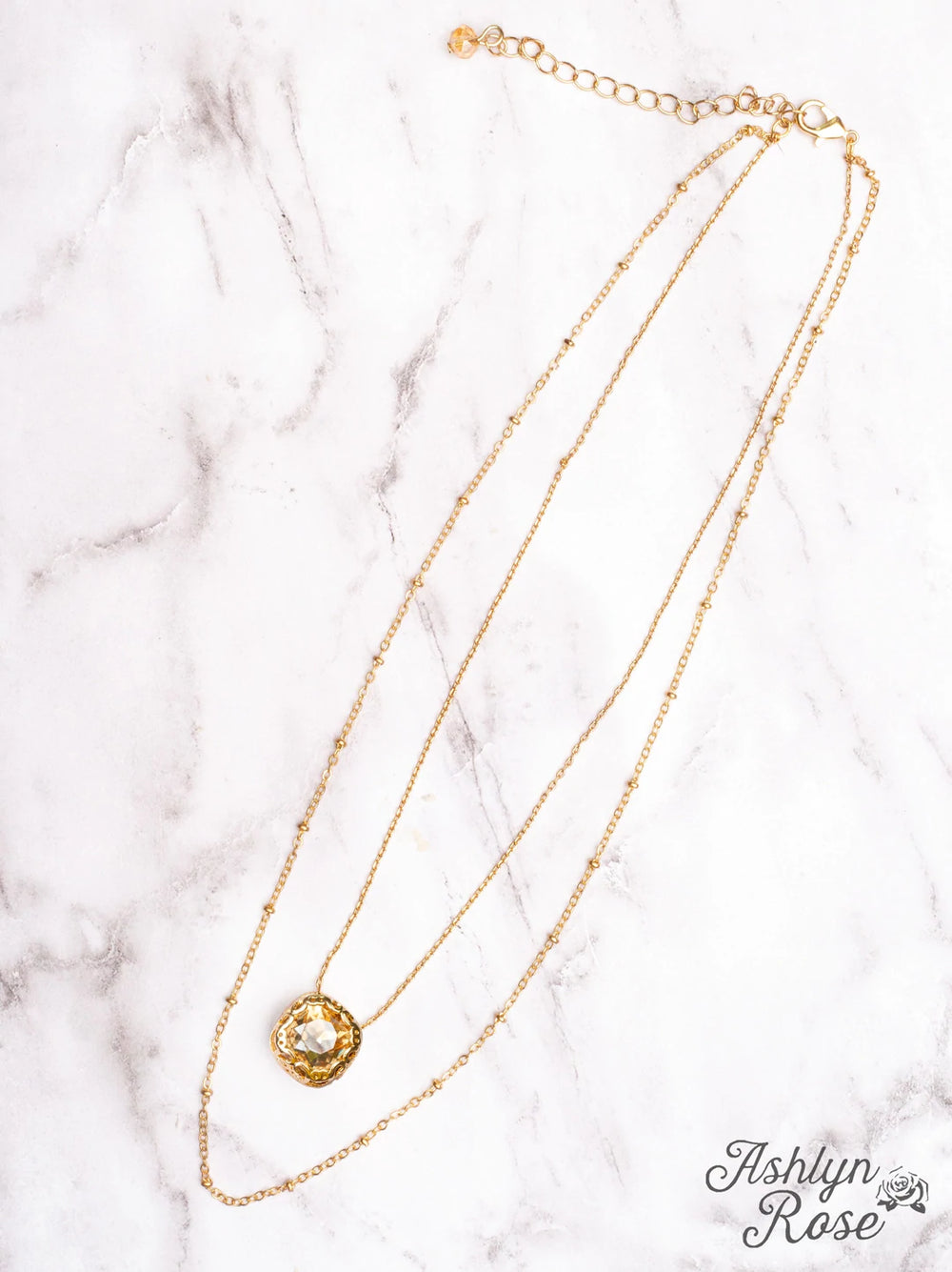 Gala Evening Crystal layered Necklace-Gold