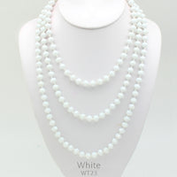 60” Crystal Bead Necklace-White