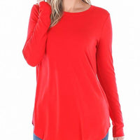 Ruby Red Long Sleeve Round Neck Top