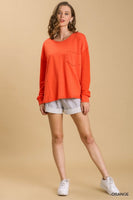 
              French Terry Waffle Knit Top-Orange
            
