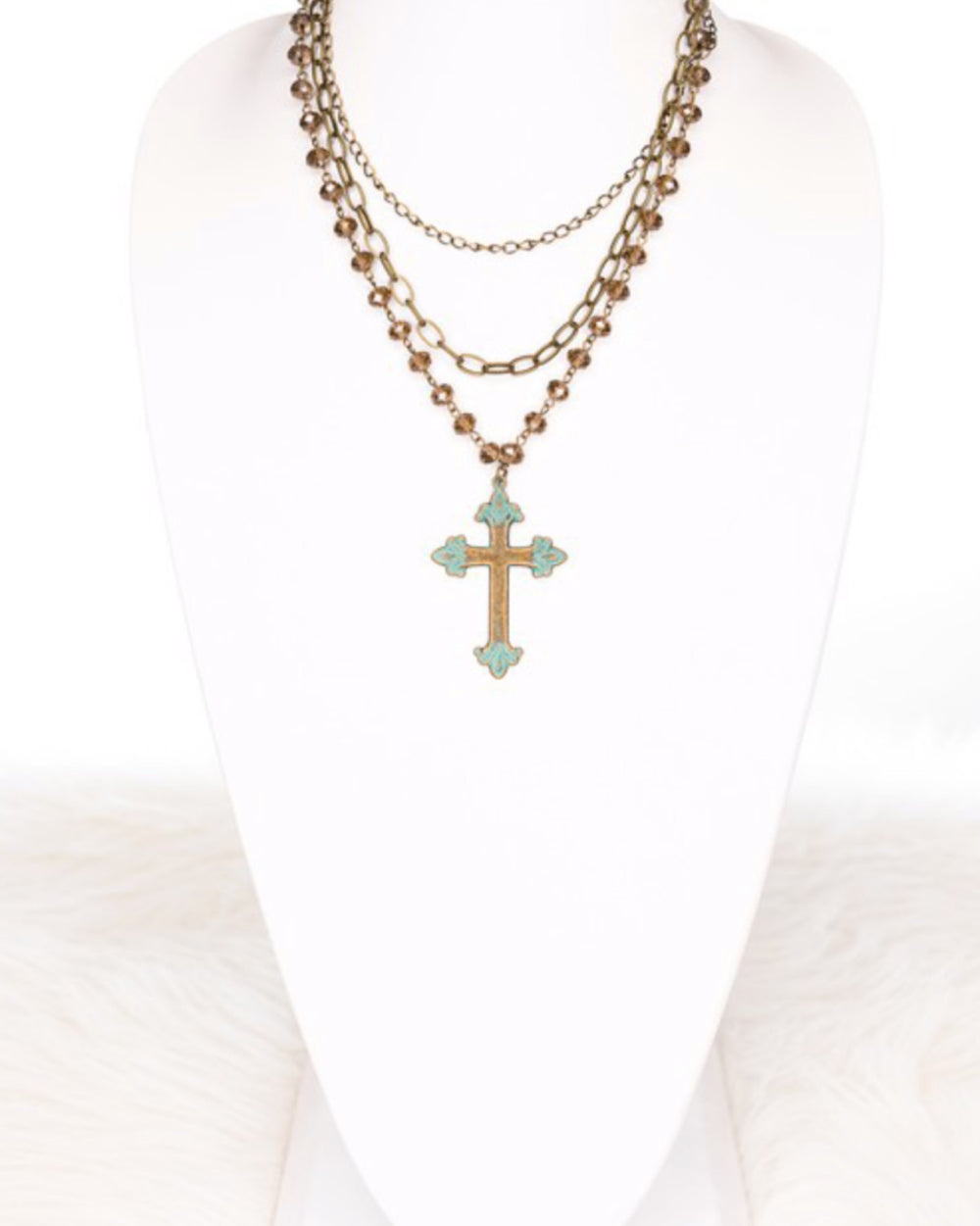 Bronze Beauty Cross Necklace