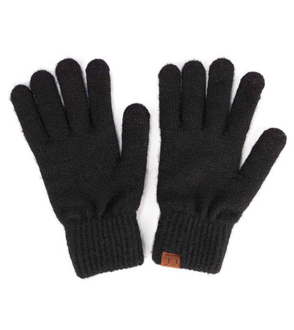 CC Heather Knit Gloves-Black
