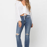 Judy Blue Mid Rise Knee Destroy Bootcut