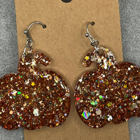 Glitter Acrylic Pumpkin Earrings