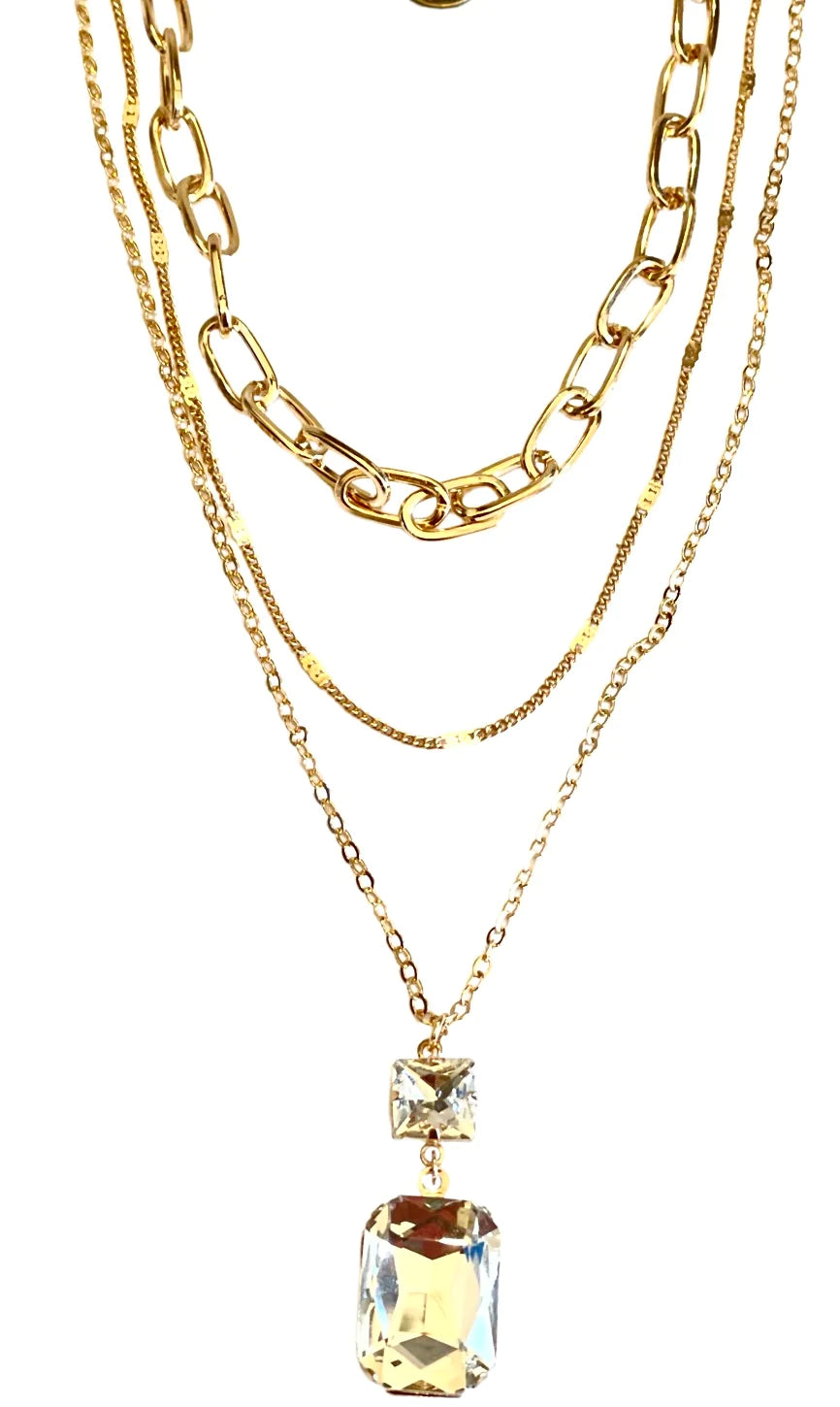 3 Strand Chain Rhinestone Necklace