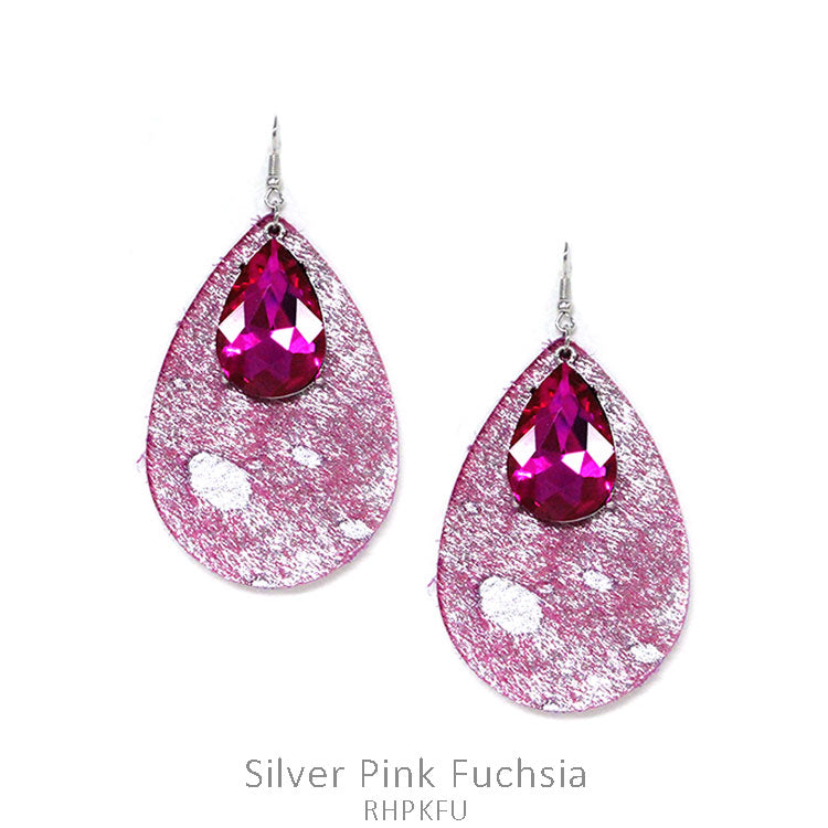 Pink Fuchsia Stone Teardrop Earrings