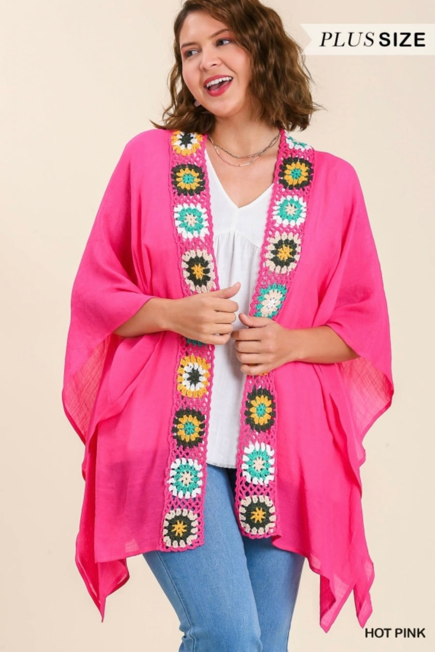 Open Front Kimono with Crochet Details