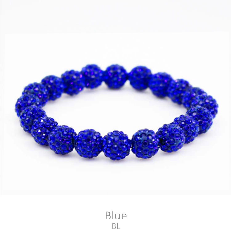 Crystal Pave Bead Stretch Bracelet-Sapphire