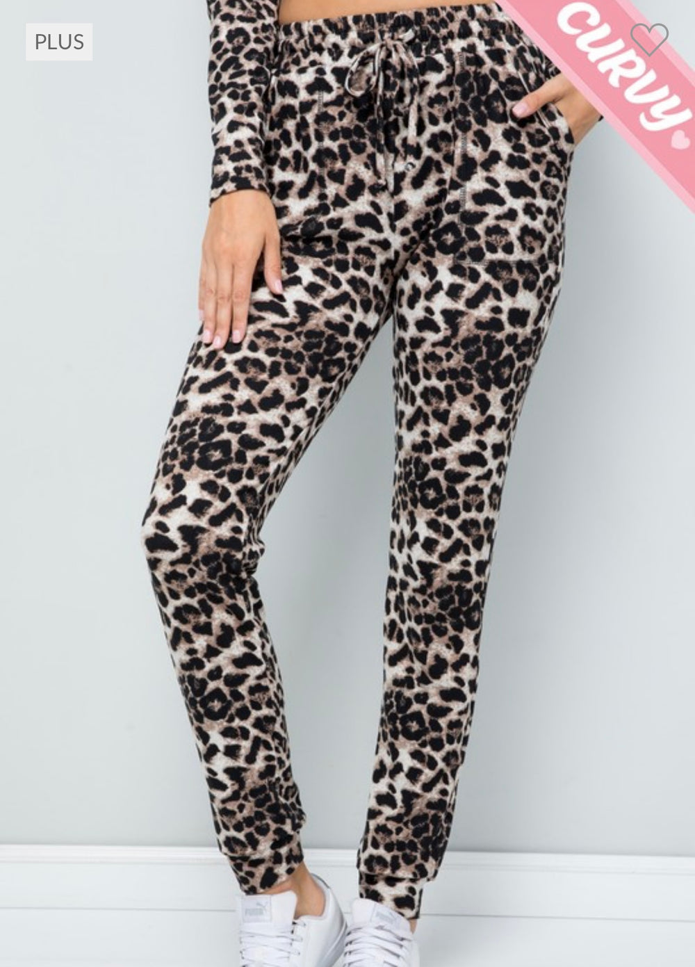 PLUS Brown Leopard Joggers