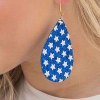 Star Spangled and Sparkling earrings, blue glitter