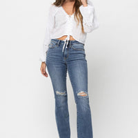 Judy Blue Mid Rise Knee Destroy Bootcut
