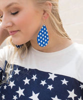 
              Star Spangled and Sparkling earrings, blue glitter
            