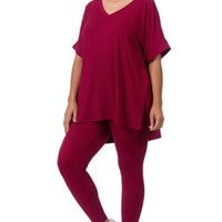 Cabernet Buttery Soft Short Sleeve Top and Legging Set