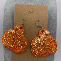 Glitter Acrylic Pumpkin Earrings