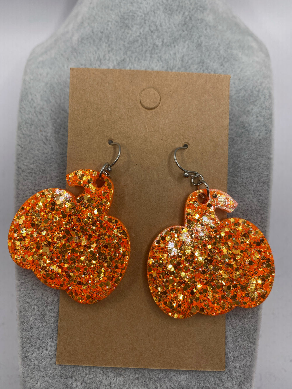 Glitter Acrylic Pumpkin Earrings