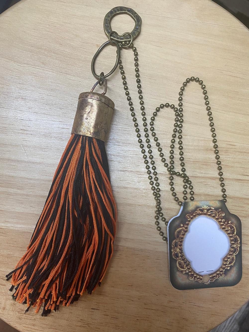 Orange and Black Tassel Necklace