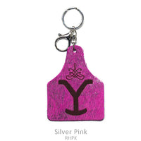 Yellowstone Leather Cow Tag Key Chain-Pink