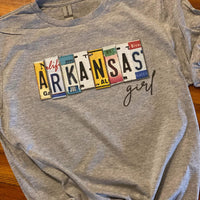 XL only--(NO RETURNS) EXCLUSIVE Arkansas State Plate Tee