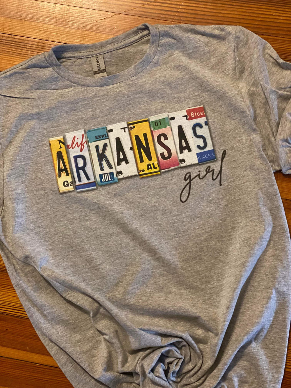 XL only--(NO RETURNS) EXCLUSIVE Arkansas State Plate Tee