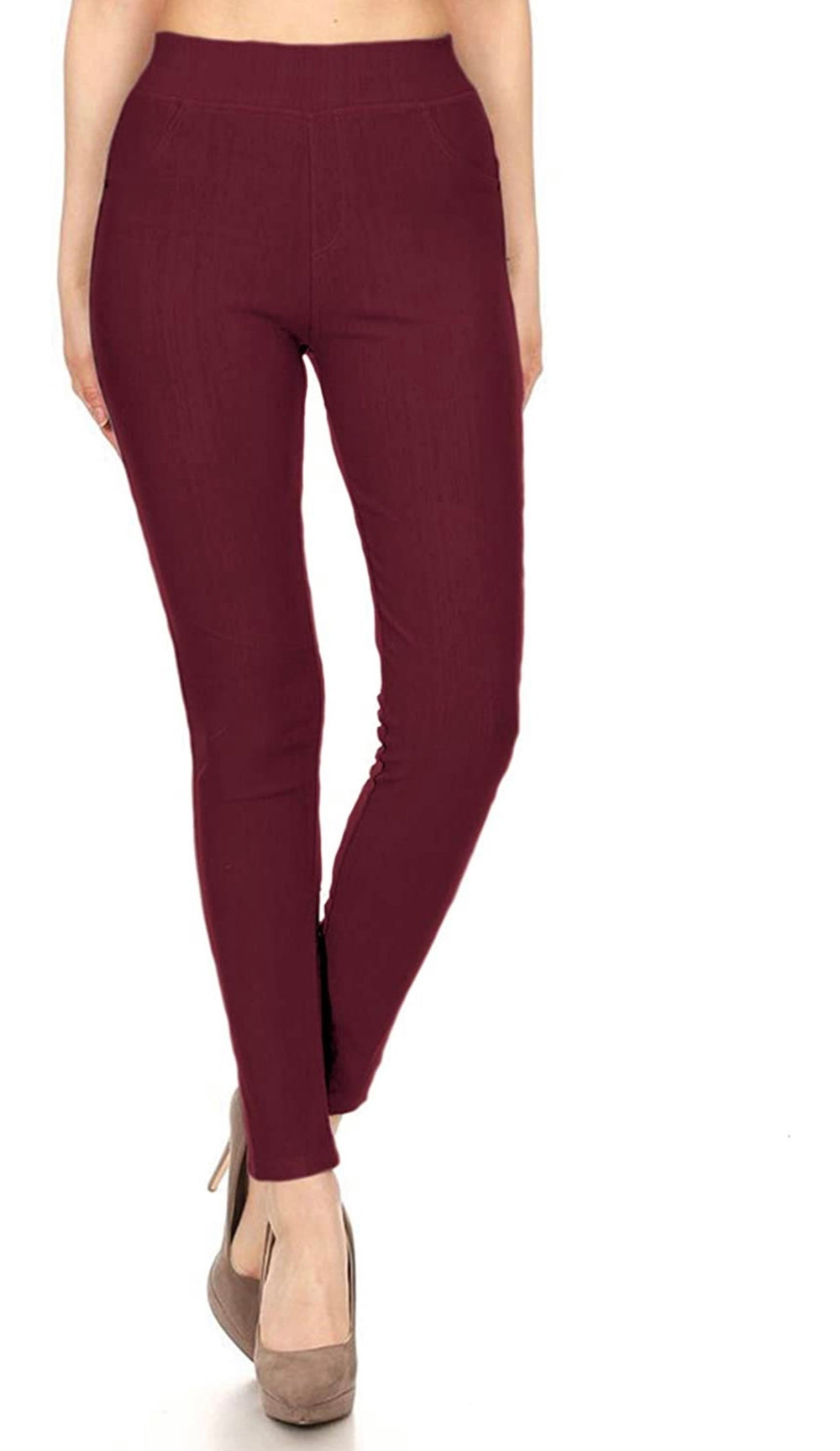 Miracle Burgundy 2 Pocket Jeggings in Plus Size