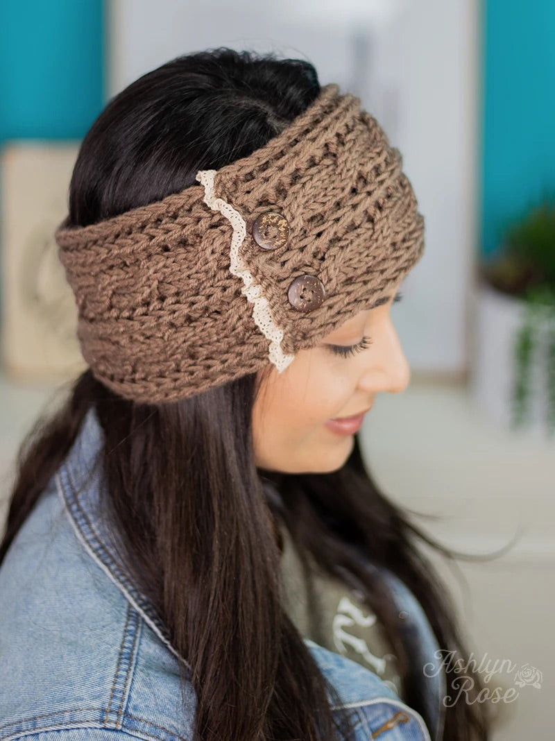 Taupe Knitted Head Wrap
