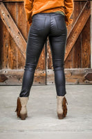 
              Black Faux Leather Mid Rise Skinny Pants-Plus
            