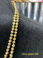 
              60” Crystal Bead Necklace-AB Olive Green
            