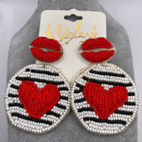 50% off! Gimme a Kiss Earrings-Red