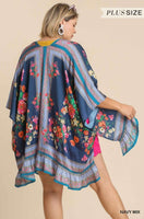 
              Navy Mixed Print Kimono
            