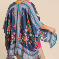 Navy Mixed Print Kimono