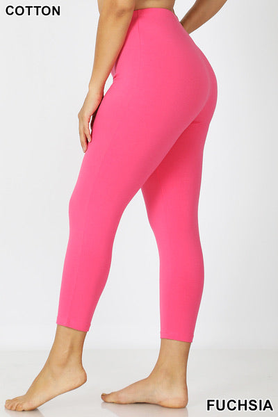 Cotton Capri Leggings in Fuchsia