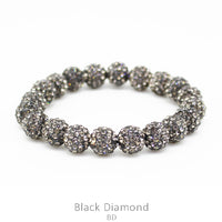 Crystal Pave Bead Stretch Bracelet-Black Diamond