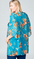 
              Jade Floral Open Front Kimono
            