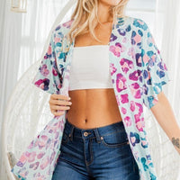 Ruffled Sleeve Animal Print Cardigan