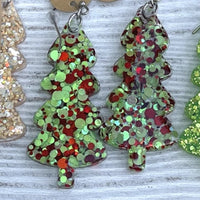 Glitter Acrylic Christmas Tree Earrings