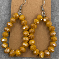 Crystal Beaded Earrings-Mustard