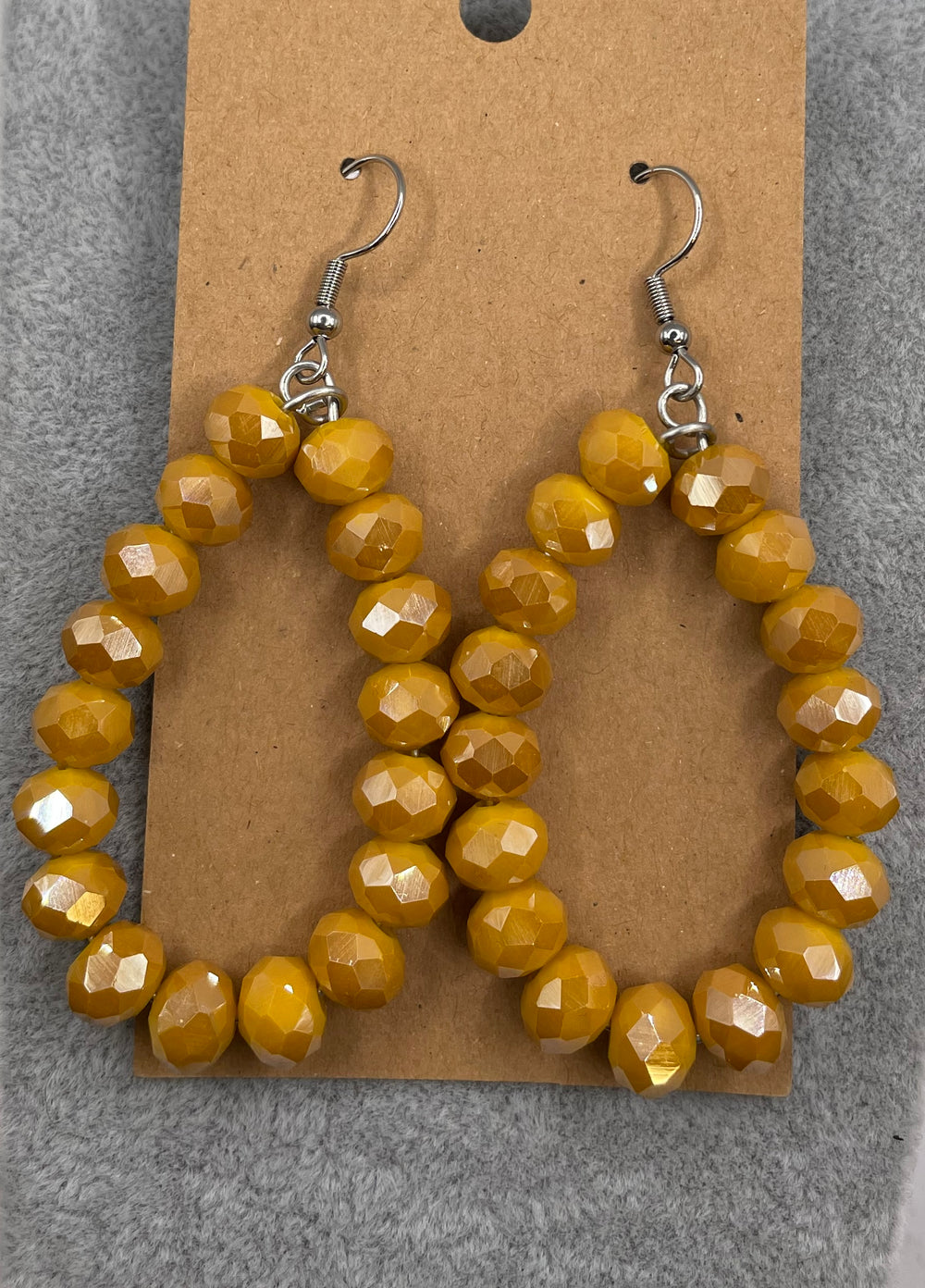 Crystal Beaded Earrings-Mustard