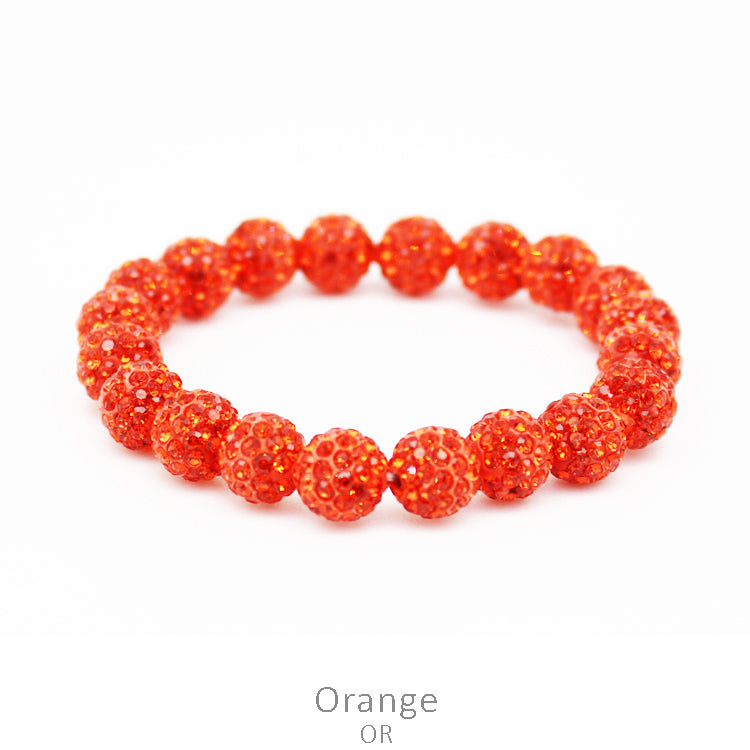 Crystal Pave Bead Stretch Bracelet-Orange