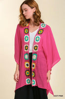 
              Open Front Kimono with Crochet Details
            