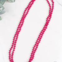 The Essential 60" Double Wrap Beaded Necklace, Vibrant Matte Pink 8mm
