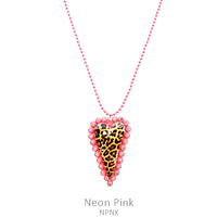 Pink Heart and Leopard Necklace